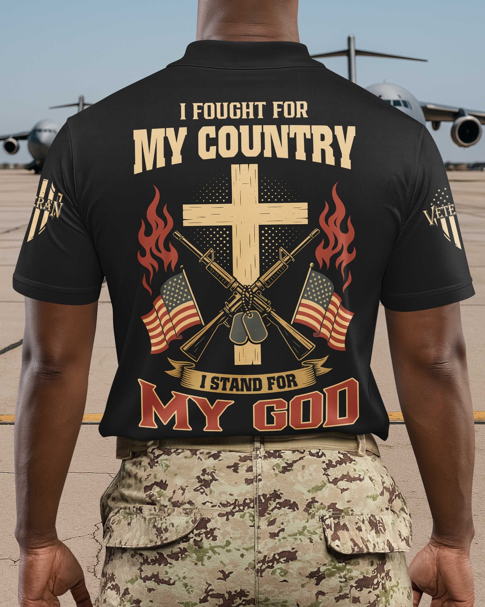 I Fought For My Country I Stand For My God T-Shirt - Image 4